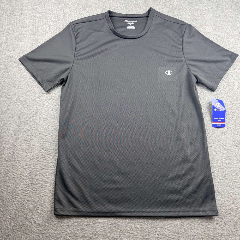 Champion Men's L Double‎ Dry Performance T-Shirt Gray Short Sleeve Mesh Gym Top - Picture 1 of 5